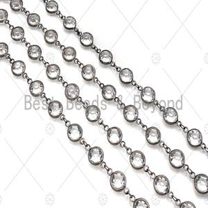 Silver Beaded Rosary Chain, Jewelry 4 mm Oblong Oval Metal Beaded