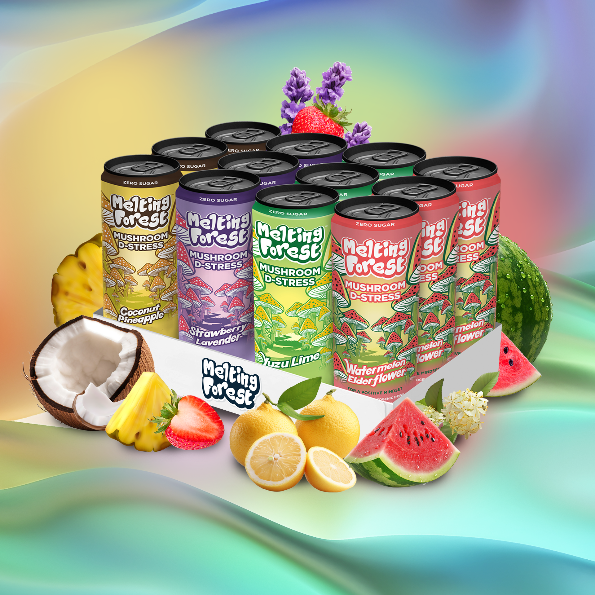 Melting Forest - Vente Eau gazeuse - Boisson aux champignons | Anti-stress | Pack varié11