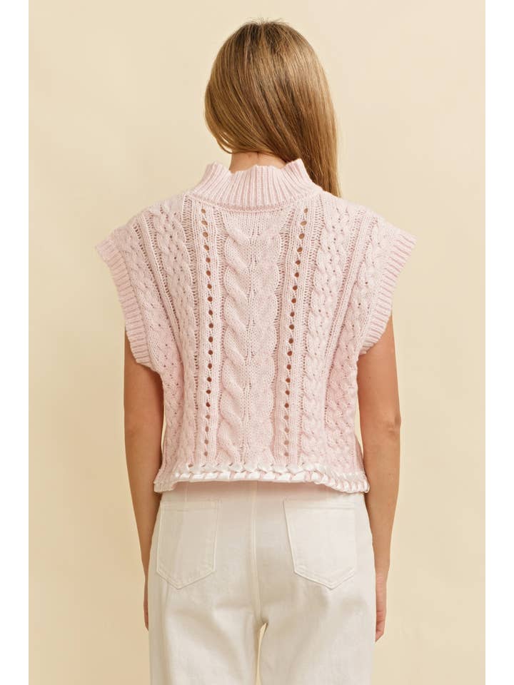 Cloud Ten - Wholesale Knit Sweater - Women's - CSW13362K - CABLE KNIT DROP SHOULDER CONTRAST STITCH SWEATER