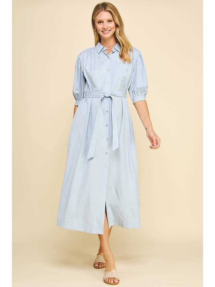 PINCH - Wholesale Dress - Women's - SOLID LINEN MIDI DRESS - 5723D2