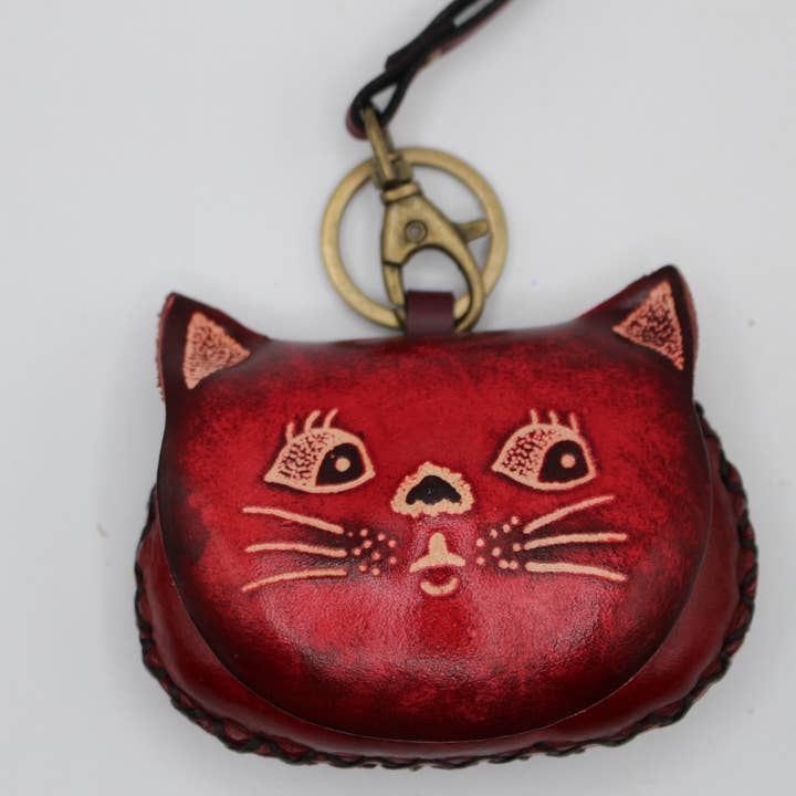 Sunflower Handmade leather inc - Wholesale Coin Purse - Women's - Handmade Leather Cat Coin Purse