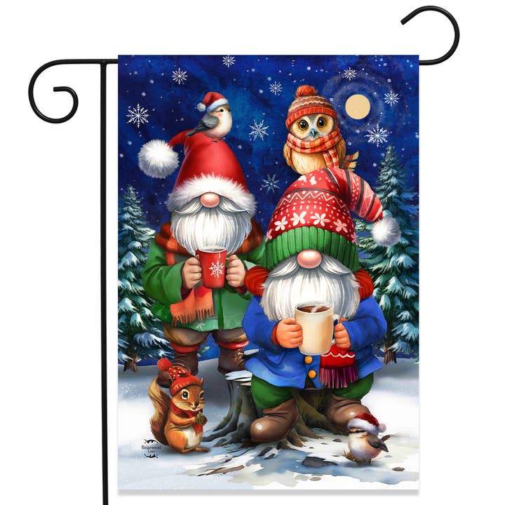 Drapeau de Jardin Gnomes Vœux Chaleureux pour la vente par Briarwood Lane