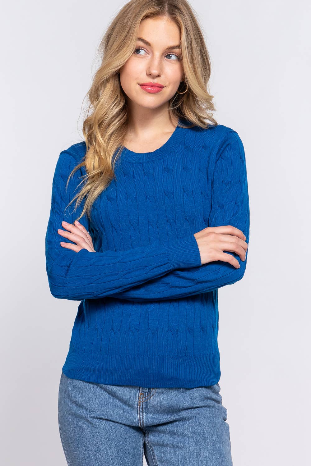 42POPS - Wholesale Pullover-trui - Dames - ... SI-24992 AANSLUITENDE LANGE KABELTRUI MET RONDE HALS12