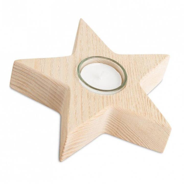 Thankgoods star chandelier oak wood for wholesale by Thankgoods GmbH