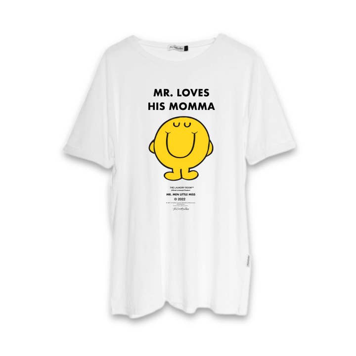 Maglietta oversize Mr. Loves His Momma - Bianca per la vendita all'ingrosso da parte di The Laundry Room
