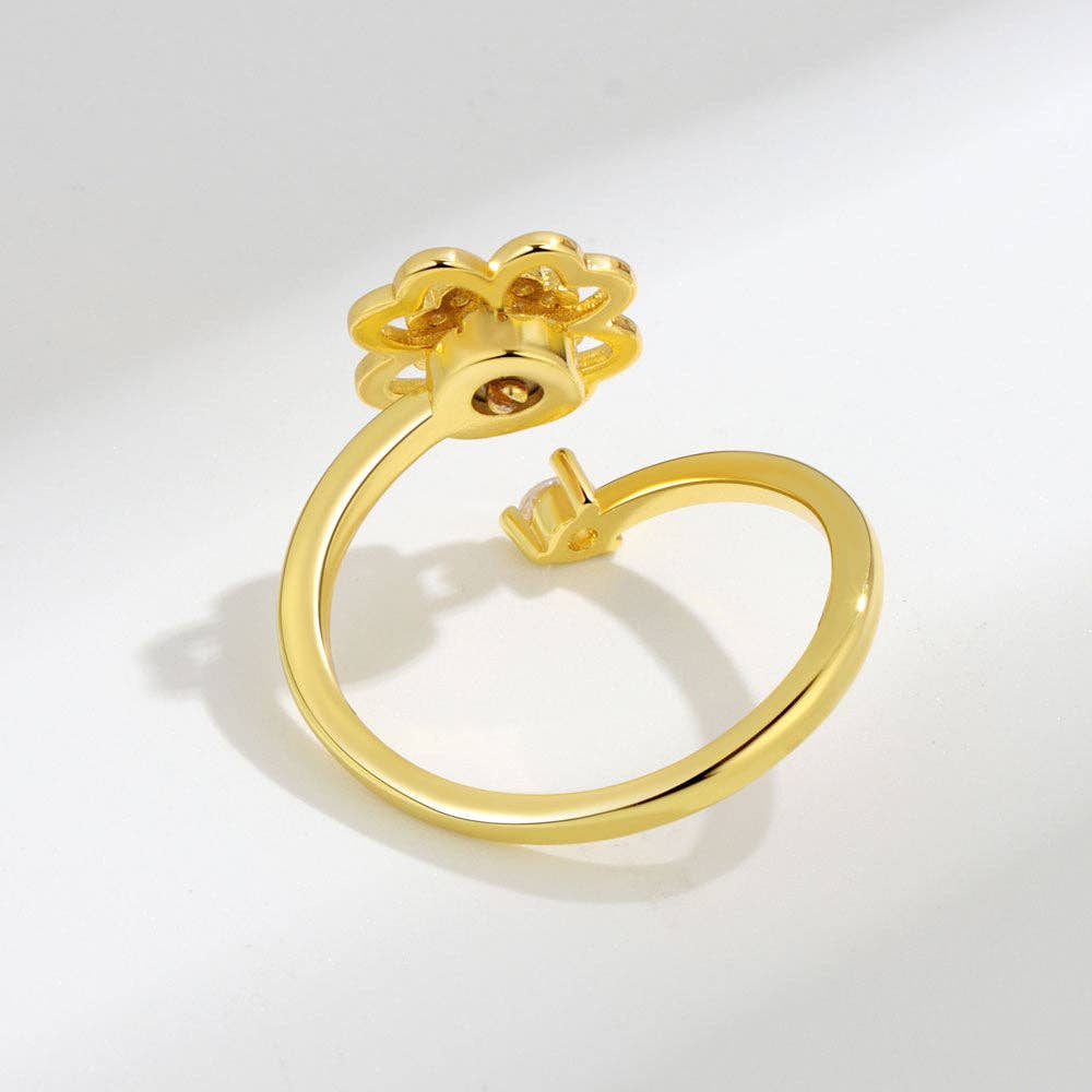 Perimade & Co. LLC - Wholesale Multi-Stone Ring - Four Leaf Clover Anxiety Fidget Spinner Ring in Solid Copper1