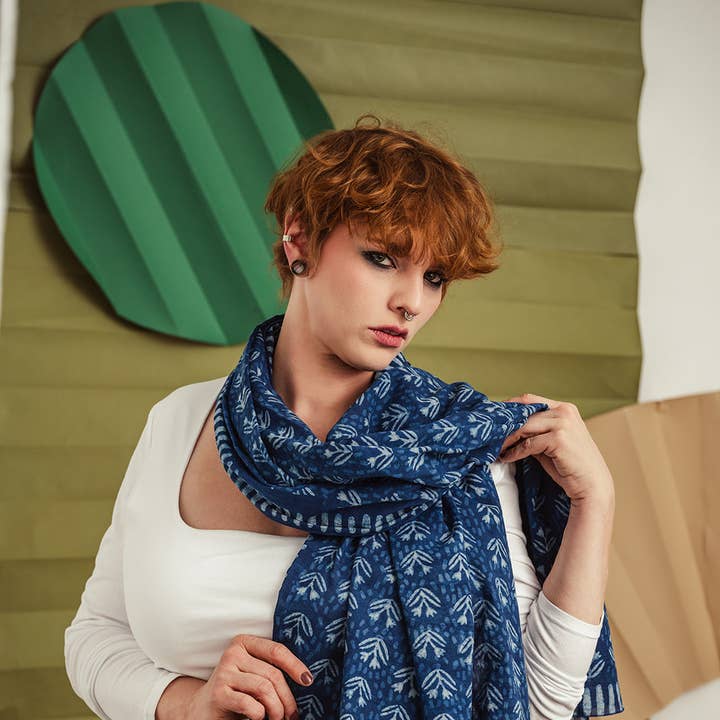 Skye Indigo Scarf for wholesale by Handker Bandanas