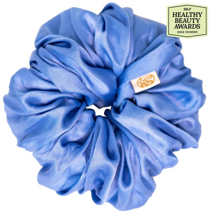 Chouchou en soie céruléenne pour la vente par Curlfriend Collective