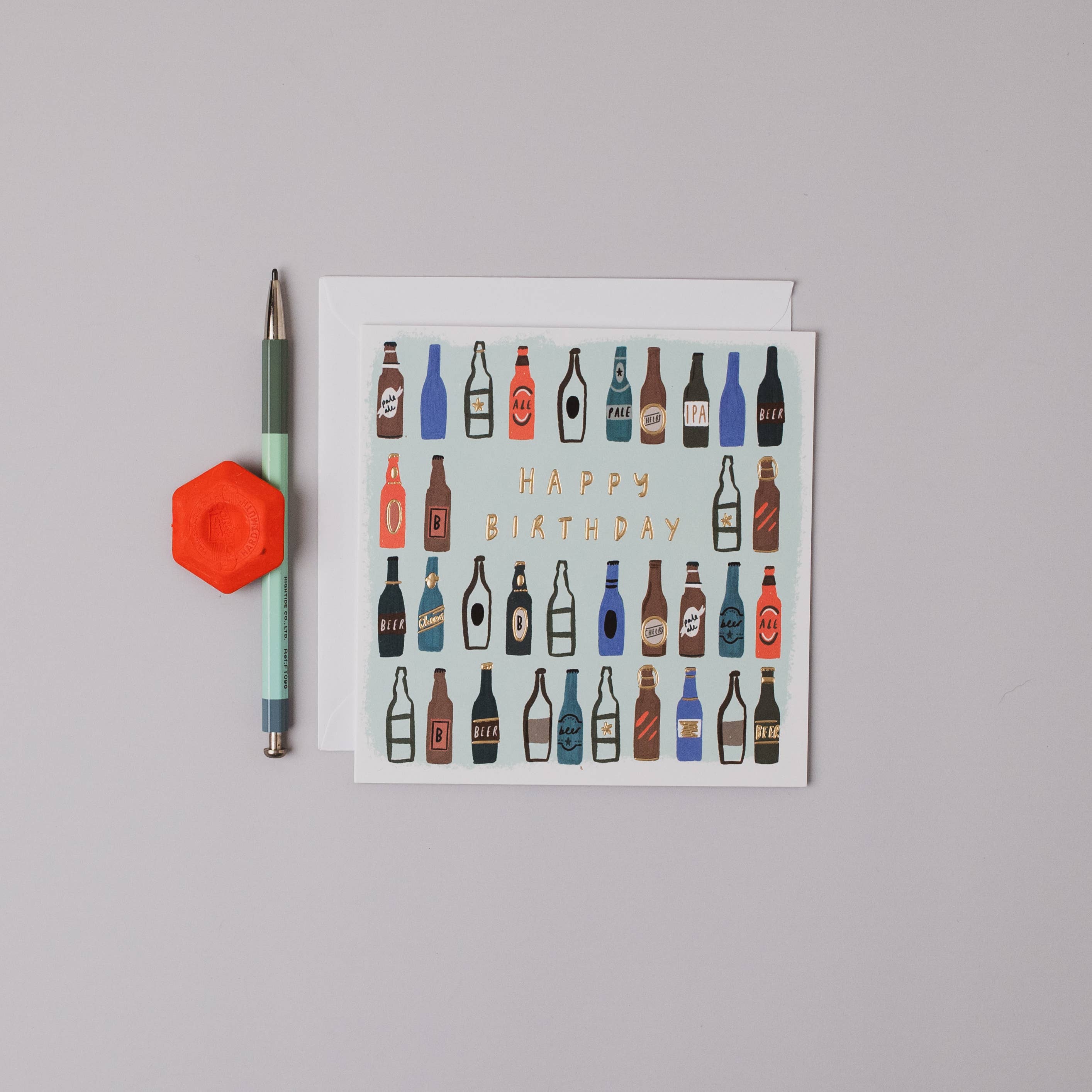 Hotchpotch – wholesale Birthday card – Cobalt Open Birthday Beer Bottles Card1