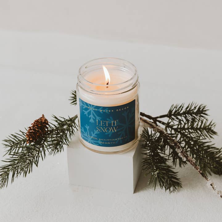 Sweet Water Decor - Wholesale Jar/Filled Candle - Let It Snow 9 oz Soy Candle - Christmas Decor & Gifts