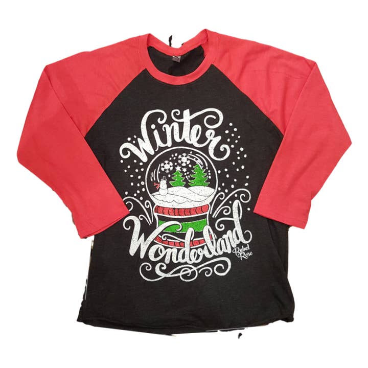 Winter Wonderland Raglan Sort/Rød for engroshandel hos Rebel Rose