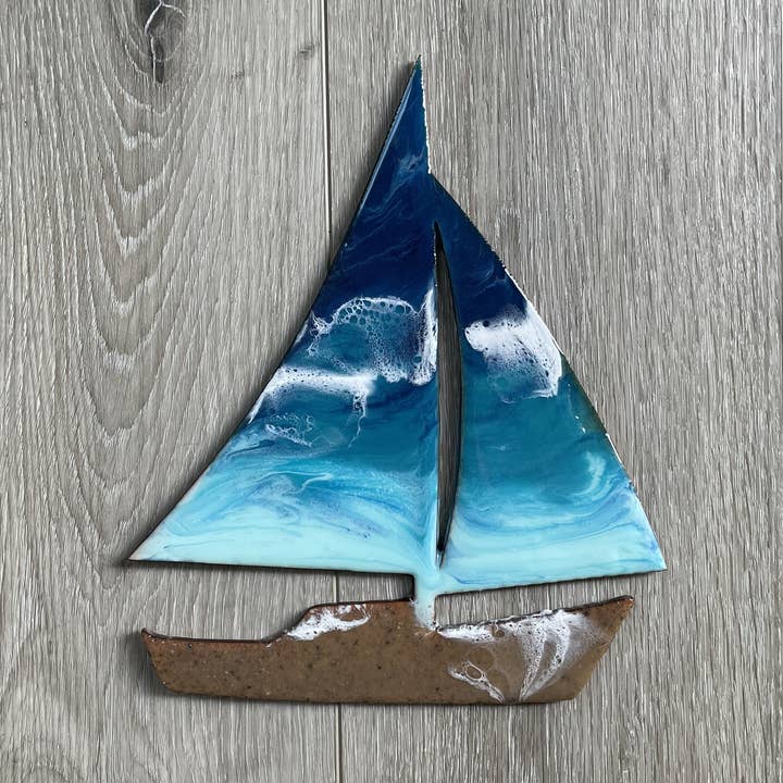 Arte de pared de resina de playa de velero para venta al por mayor de WLB Designs