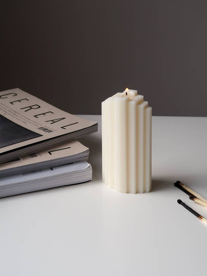 Geometric tower candle for wholesale by Jeune Home