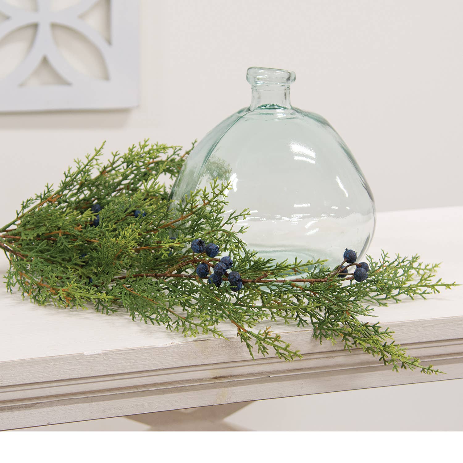 Saybrook Lane - Wholesale Artificial Plant - Blue Berry & Cedar Hanging Bush, 27"1
