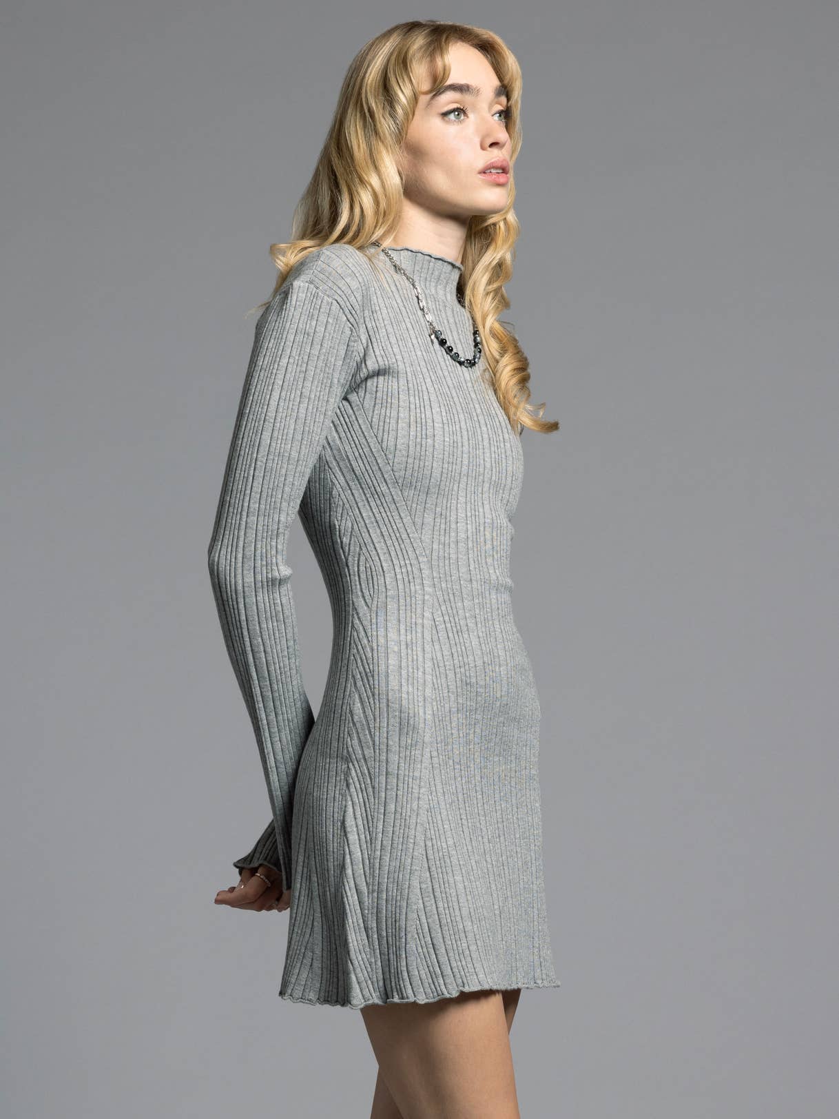 Weekend Los Angeles - Wholesale Dress - Women's - Mock Neck Ribbed Dress - MIRREN DRESS14