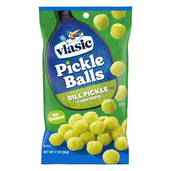 Grandpa Joe's Candy Shop - Wholesale Puffed Snack - Vlasic Pickle Balls, Dill Pickle Corn Puffs 2oz, 12ct0