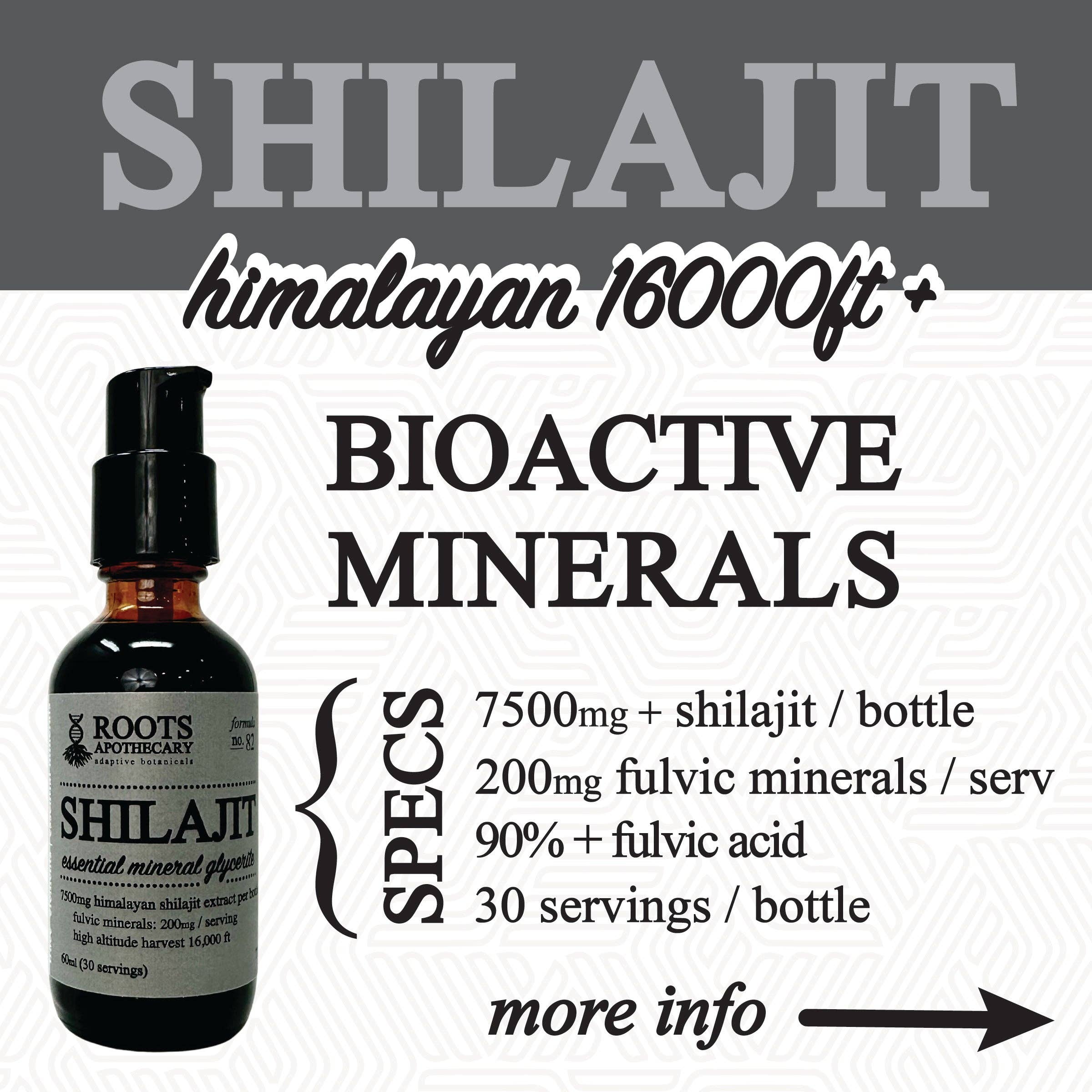 Roots Apothecary - Vente Supplément oral/vitamine - glycérine de shilajit (60 ml)1