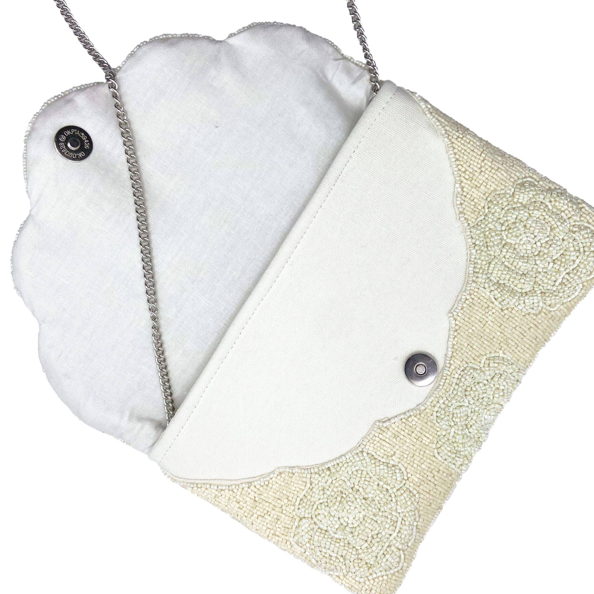 Pizzazz, Inc. - Wholesale Clutch Bag - Women's - BEIGE ROSE BEADED CLUTCH1