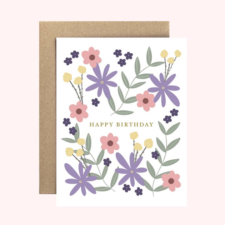 Cartão de felicitações de flores de primavera por atacado de Blue Whale Paper Co