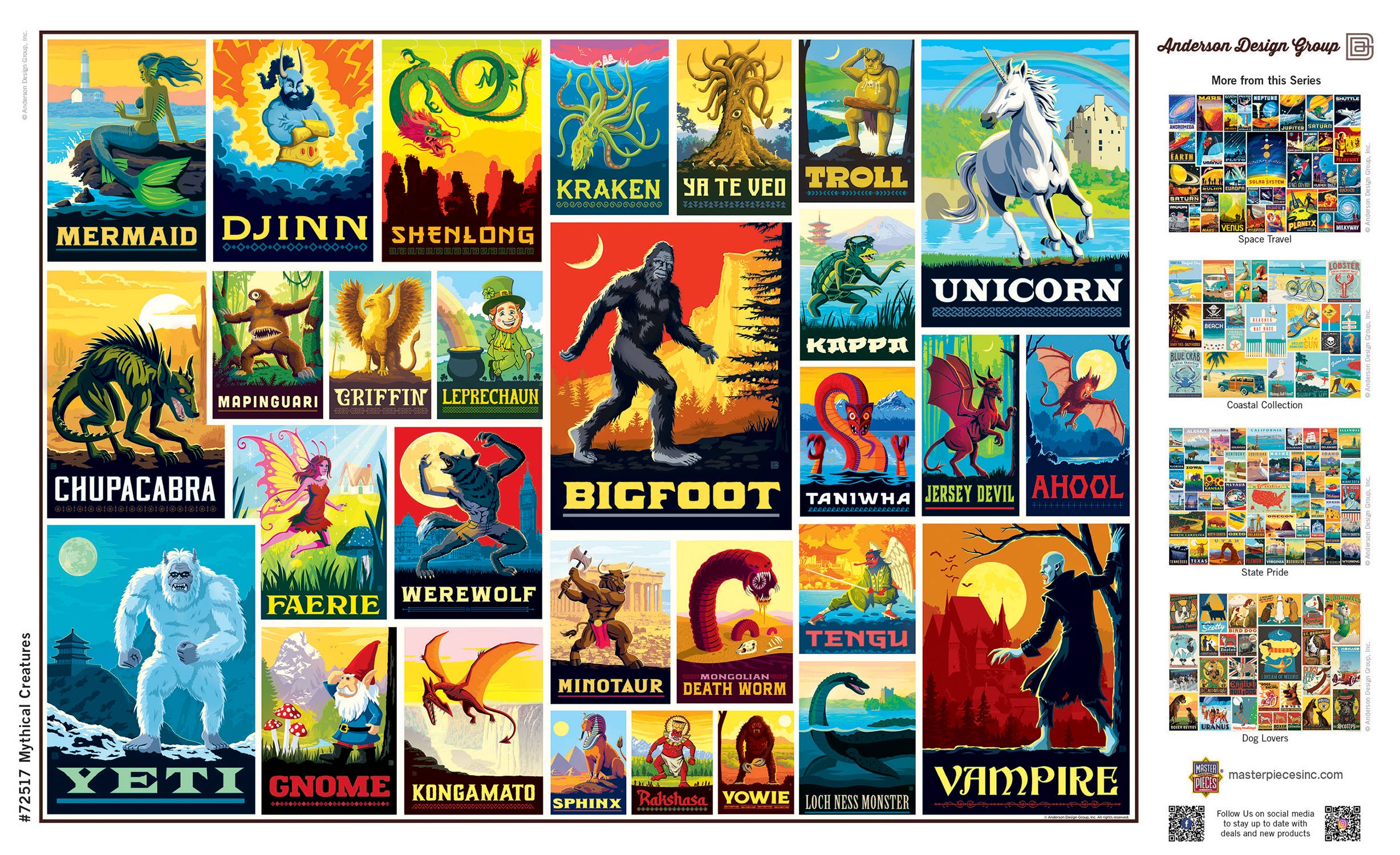 Masterpieces Puzzles - Wholesale Puzzle - Adult - Vintage Posters - Mythical Creatures 1000 Piece Jigsaw Puzzle3