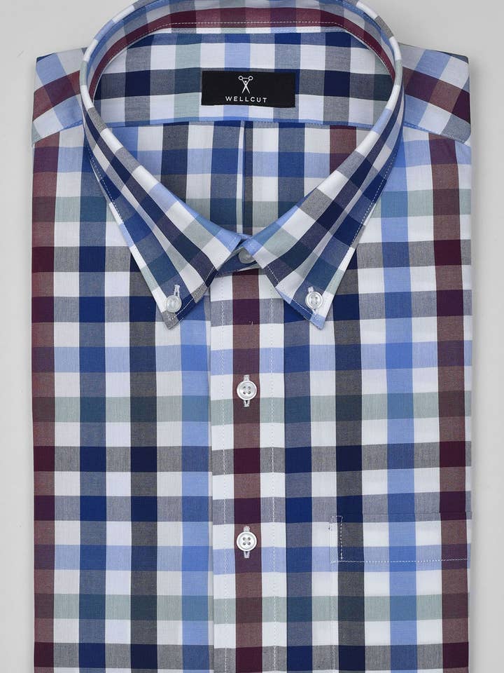 The Joshua, Blue & Red Check Shirt for wholesale by Well-Cut
