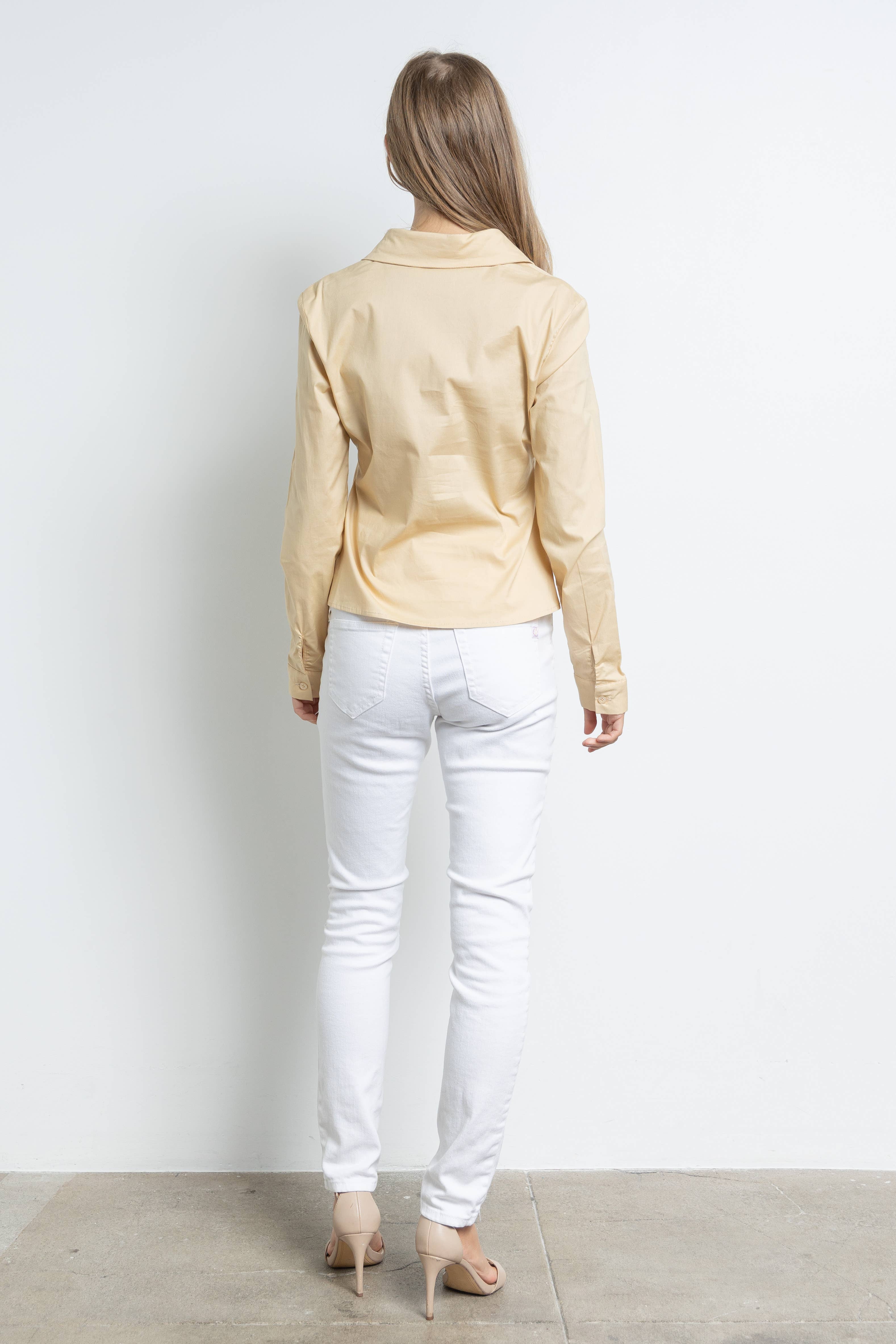 KIWI - Wholesale Button Down Shirt - Women's - IT2349-1 Ruched cotton shirt15