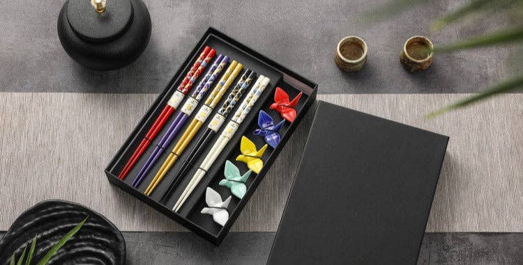 Gohobi （We cover U.S. import duties） - Wholesale Chopsticks - Gohobi A Set of 5 Pairs of Swan Wooden Chopsticks and Rests8