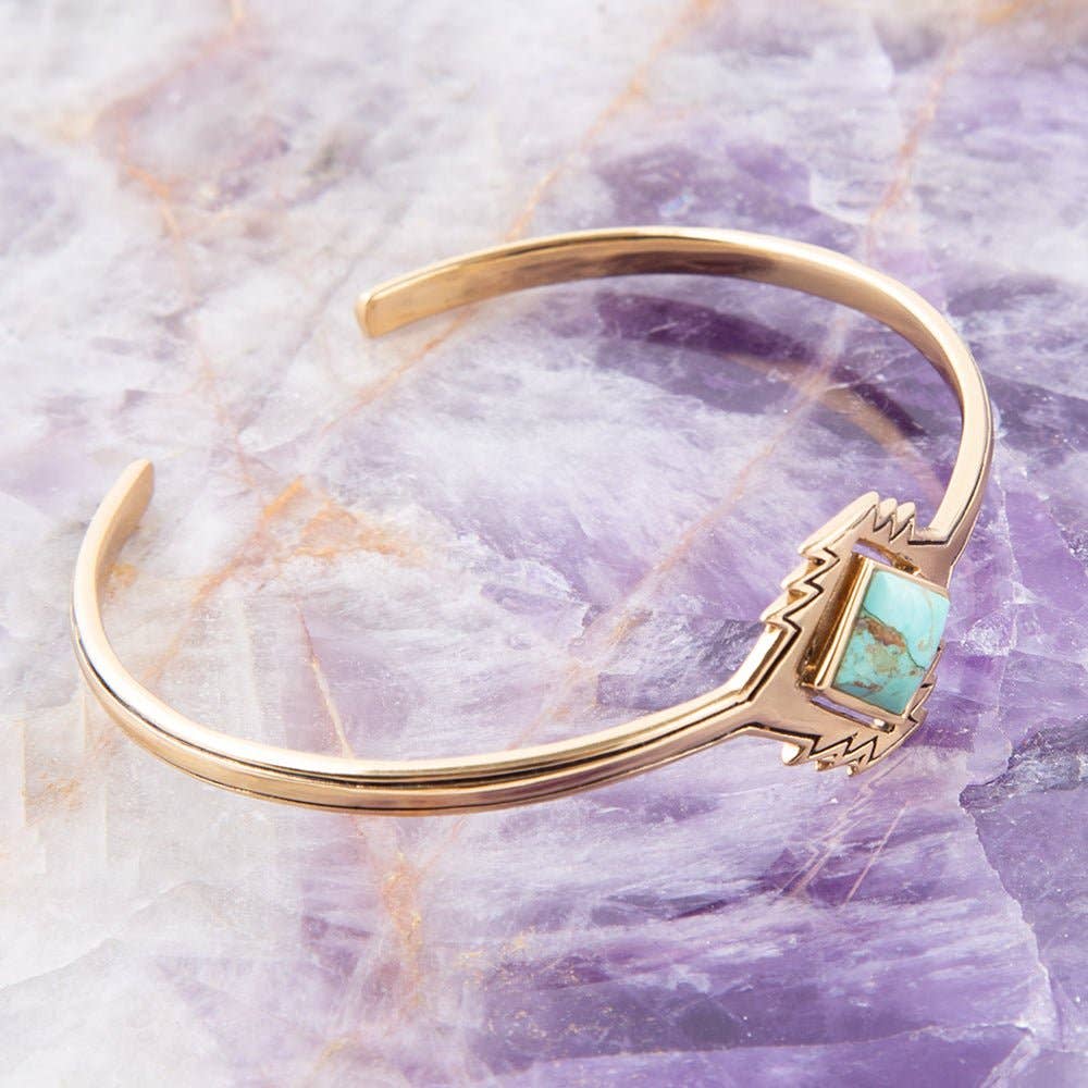 Barse Jewelry - Vente Bracelet manchette - Manchette en bronze aztèque turquoise1