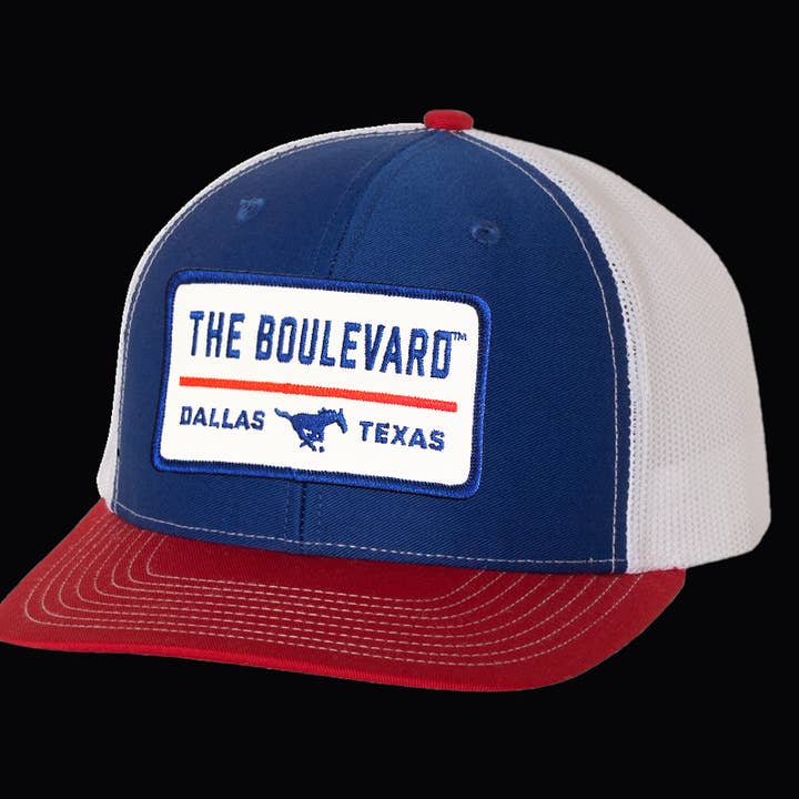 Last Stand Hats, LLC - Wholesale Trucker Hat - Unisex - SMU / The Boulevard Rectangle Patch / Mesh Snap Back / 127 / SMU0043