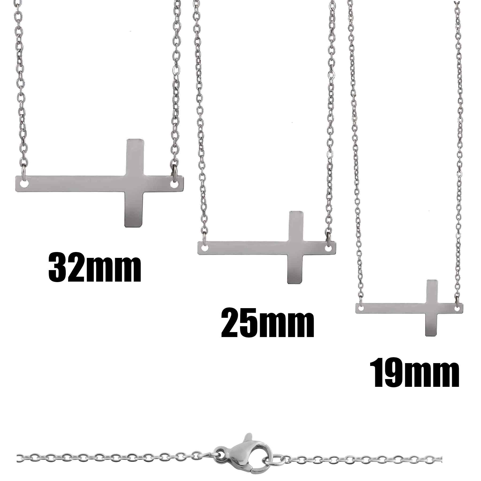 WJW - Wholesale Pendant/Charm Necklace - Stainless Steel Horizontal Cross Necklace1
