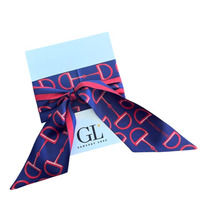 The Gameday Signature Scarf- Navy, Red and White for wholesale by Gameday Luxe