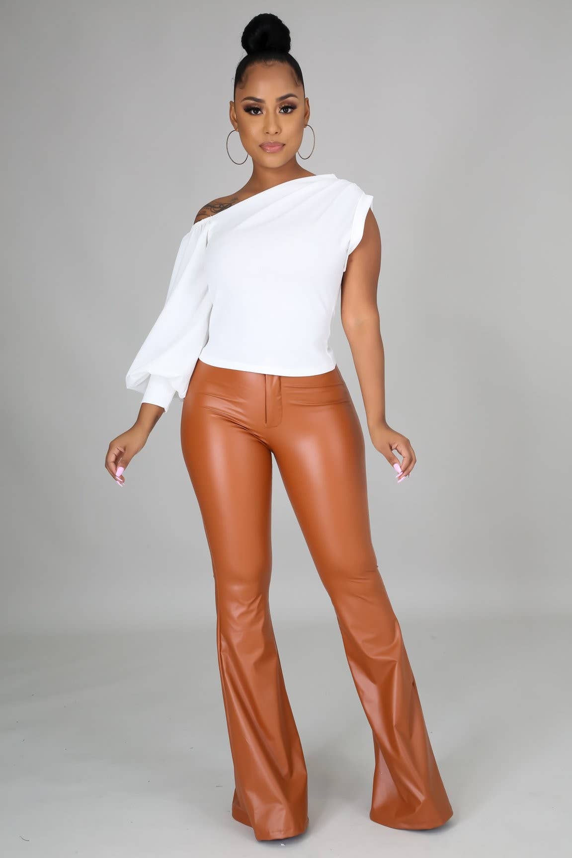 5besties inc - Wholesale Pants - Women's - Faux Leather Bell Bottom Pants.7