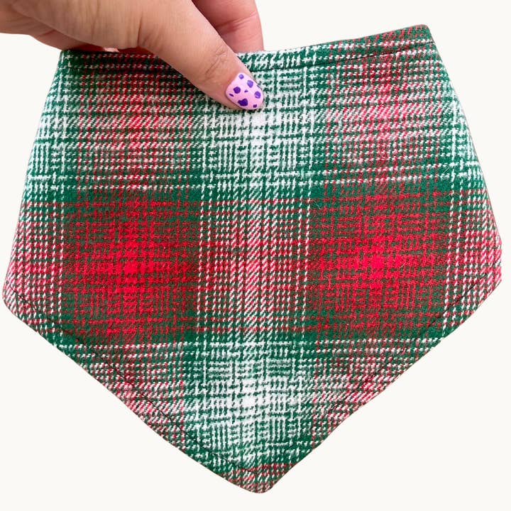 Christmas Morning Dog Bandana – Red & Green Plaid Pet Scarf for wholesale by Very Vintage Designs