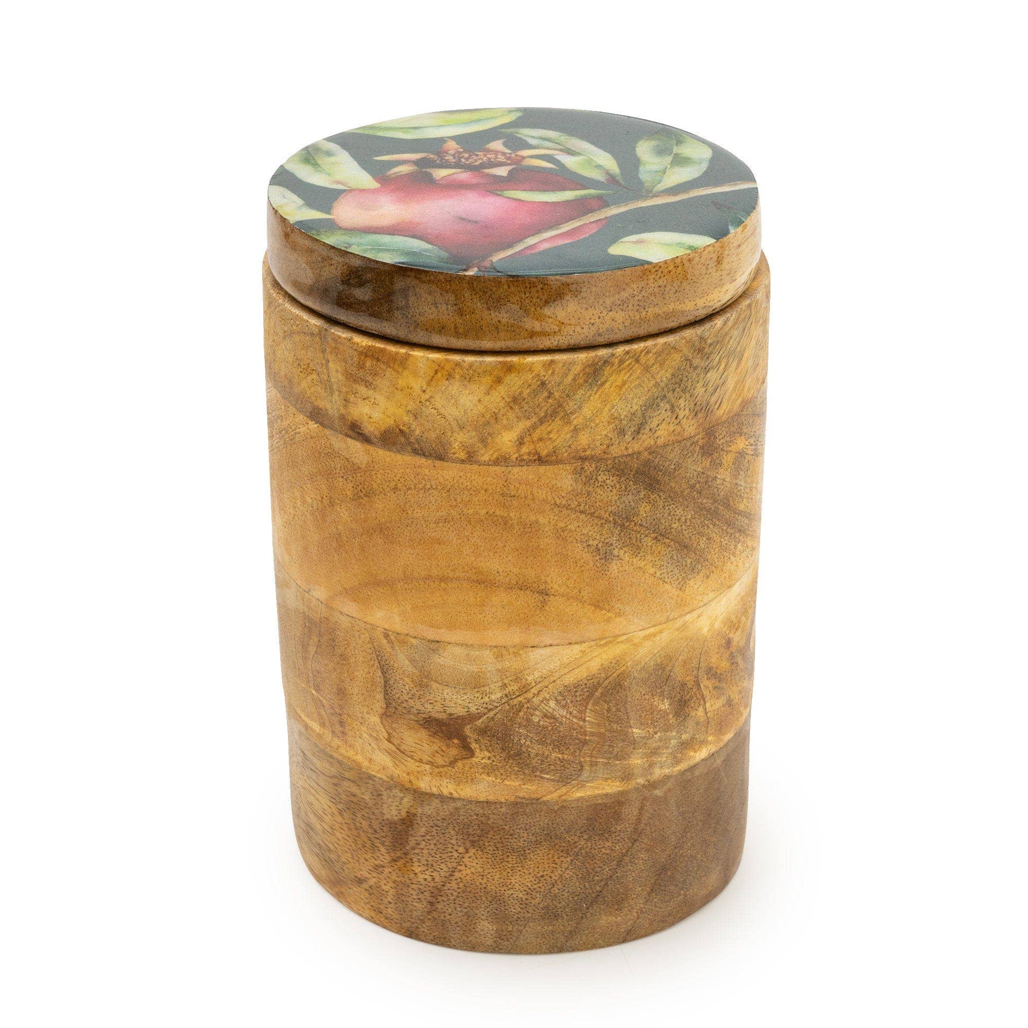 Candlelight Products Ltd – wholesale Jar – Pomegranate Large Wooden Storage Jar Green 20cm 4PK4