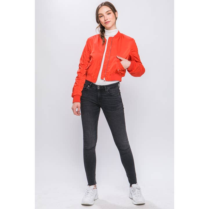 Paperdoll - Wholesale Bomber Jacket - Women's - Zip Up Bomber Jacket with Sleeve Zipper Detail15