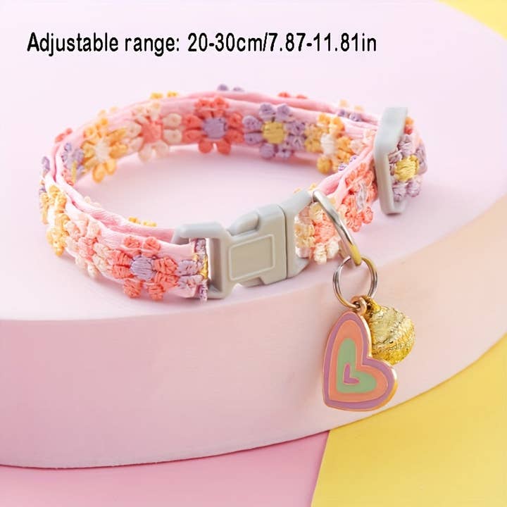 DIYSTORE - Wholesale Pet Collar - Cat - 1pc Lace Pet Collar, Adjustable Cat Collar with Pendant, Suitable for Small Cats and Dogs