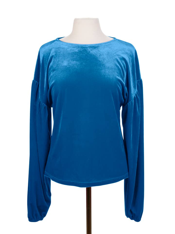 Kaleidoscope Accessories - Wholesale Blouse - Women's - Velvet Pullover w/ Puffy Drop Sleeves Tops, 2 Sizes Assorted