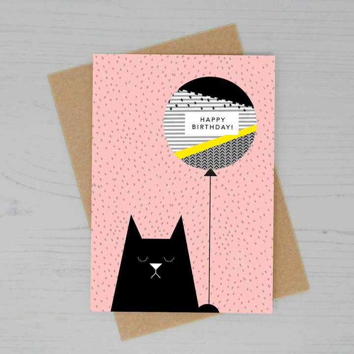 Birthday Cards - Grumpy Cat Balloon - Pack of 6 for wholesale by Lucy Alice