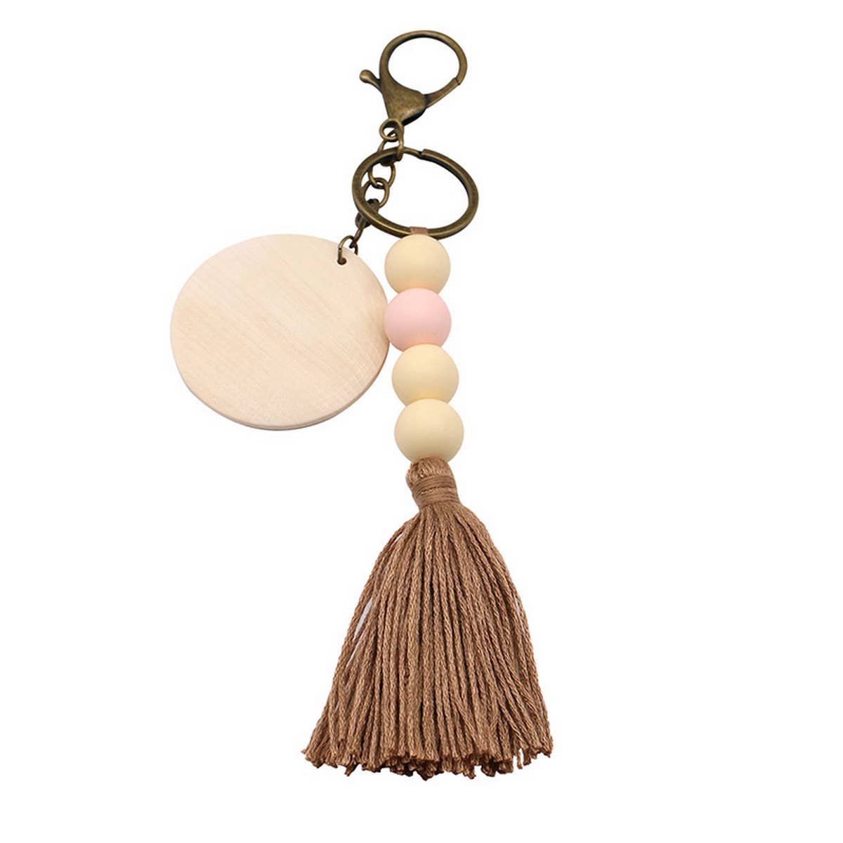 ACCITY - Wholesale Keychain - Women's - ROUND WOODEN BEADED TASSEL KEYCHAIN_CWMM15605