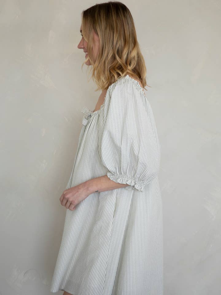 Cream Blue Lenny Dress for wholesale on Faire