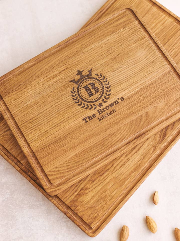 Tabla de cortar clásica de roble con canal para jugos para venta al por mayor de Woodinout