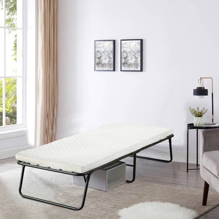 White 14” Folding Bed with 3-Inch Luxurious Memory Foam Mattress for wholesale on Faire1