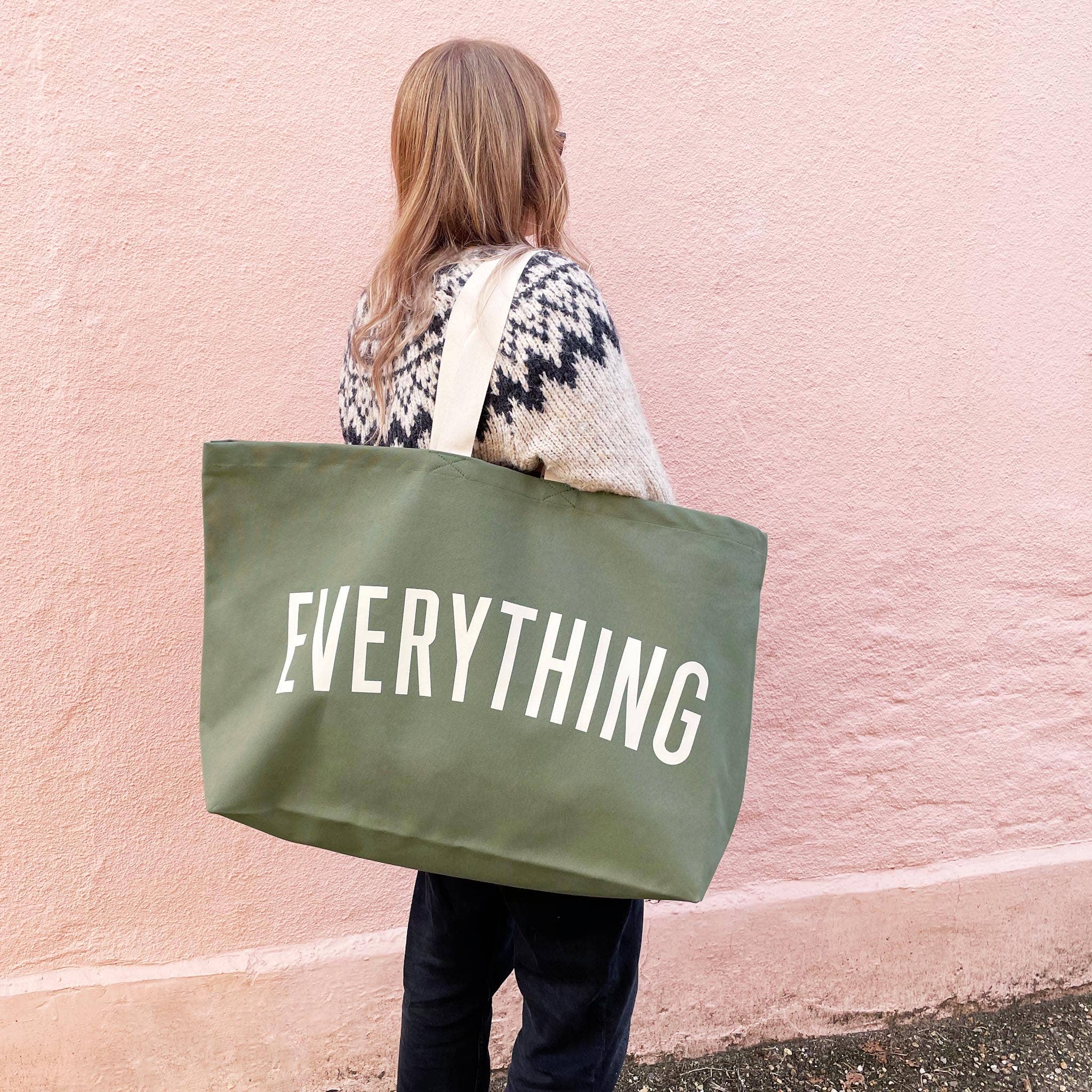 Alphabet Bags – Engroshandel Tote bag - Dame – Everything virkelig stor skuldertaske i olivengrøn4