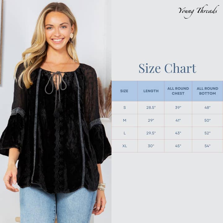 Young Threads - Wholesale Blouse - Women's - Velvet & Georgette Patchwork Peasant Top16