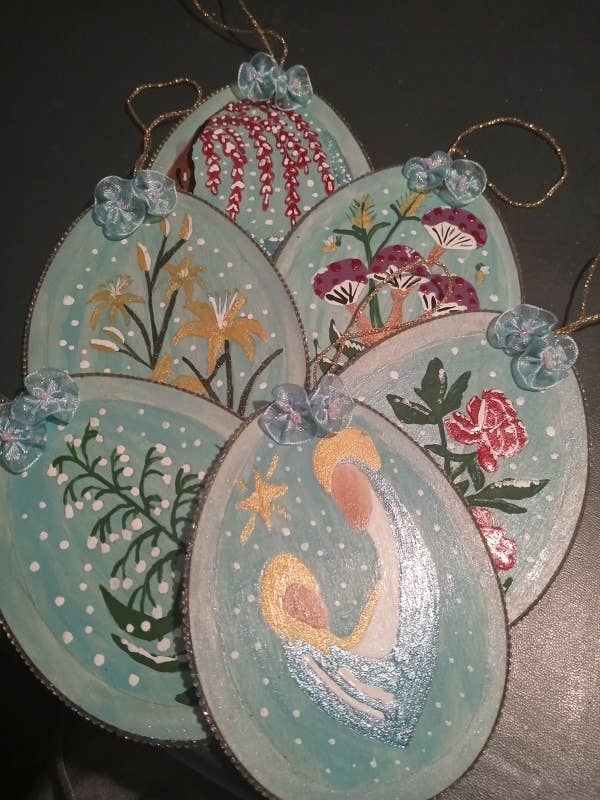 Decorazione Uovo Ornamento, 6 Ornamenti a Forma di Uovo, Splendidi Ornamenti Dipinti a Mano! 004 per la vendita all'ingrosso da parte di BLUE RIBBON ORNAMENTS