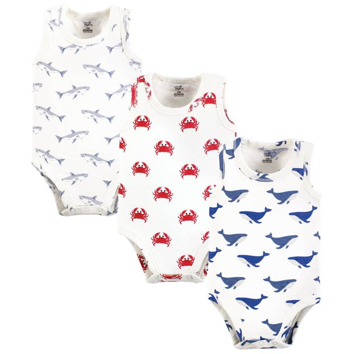 Touched by Nature Organic Cotton Sleeveless Bodysuits, Mystic Sea Creatures for wholesale by BabyVision