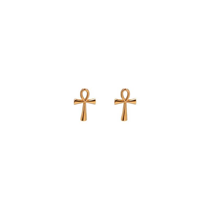 Oorbellen Ankh Kruis Egypte Verguld 18k voor wholesale door TALISMAN JEWELLERY (D&Fidanverdi, S.L.)