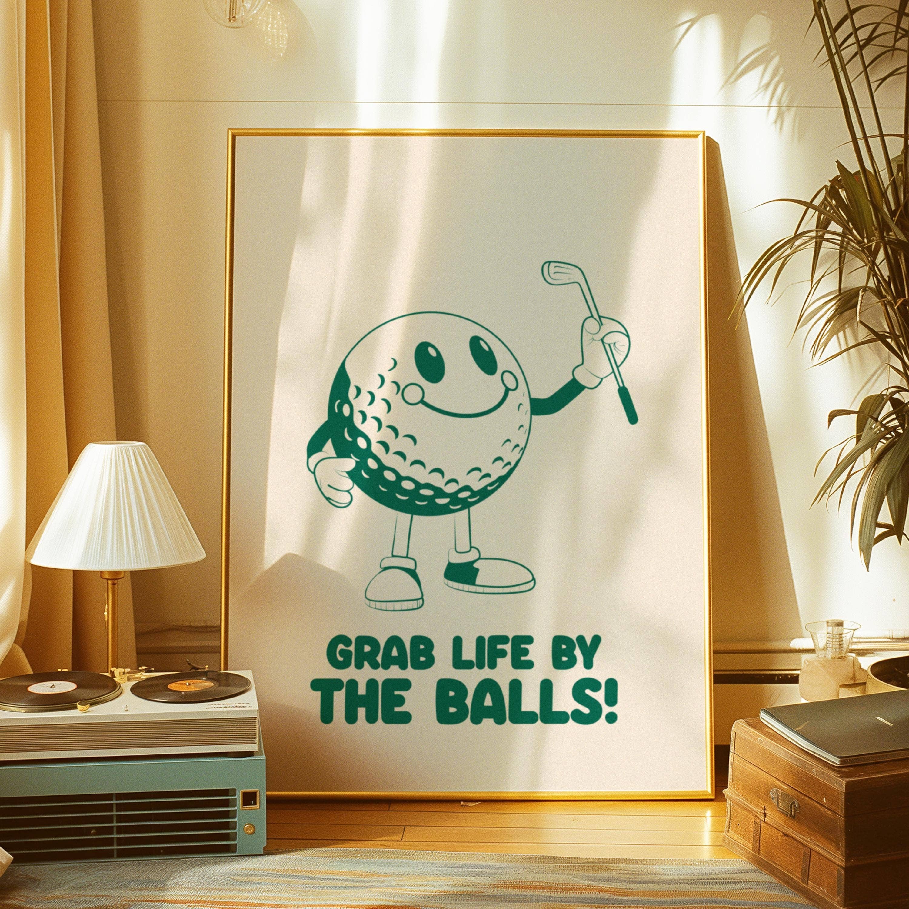Hound & Fox Print Co – wholesale Art print – Playful Retro Golf Ball Mascot Art Print5