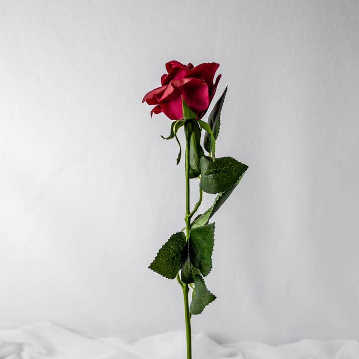 Realistic Artificial Flowers - Wholesale Artificial Flowers - Red Real Touch Rose - Open Bloom3