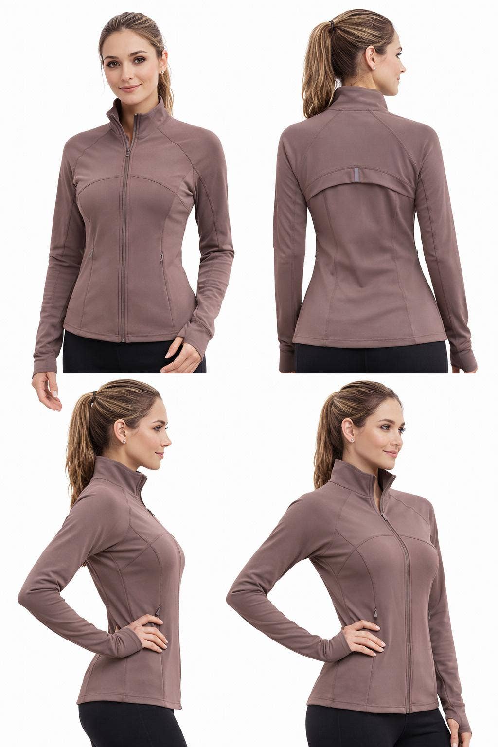Color 5 - Wholesale Athletic Jacket - Women's - Premium solid color active wear  define jacket with pockets9
